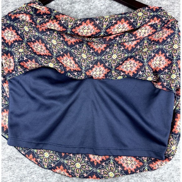 FullTilt Navy and multicolor print Spaghetti Strap Crop Top Size Small - Picture 5 of 7